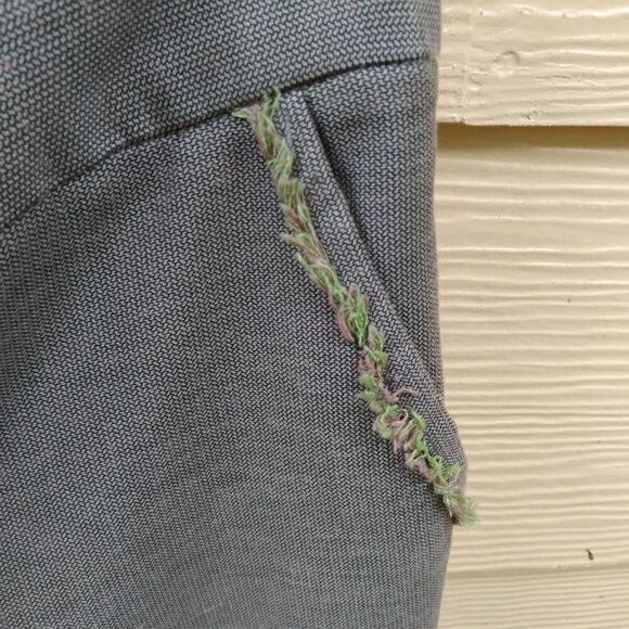 Etcetera Forest Green Straight Leg Trousers Distressed Pocket Border Detail Sz 8 - Picture 7 of 9